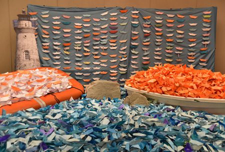 Over 130,000 Origami boats diplayed at the Teaneck Marriott at Glenpointe in New Jersey for Life Fest 2014.