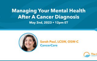 Managing your mental health after a Cancer Diagnosis webinar banner