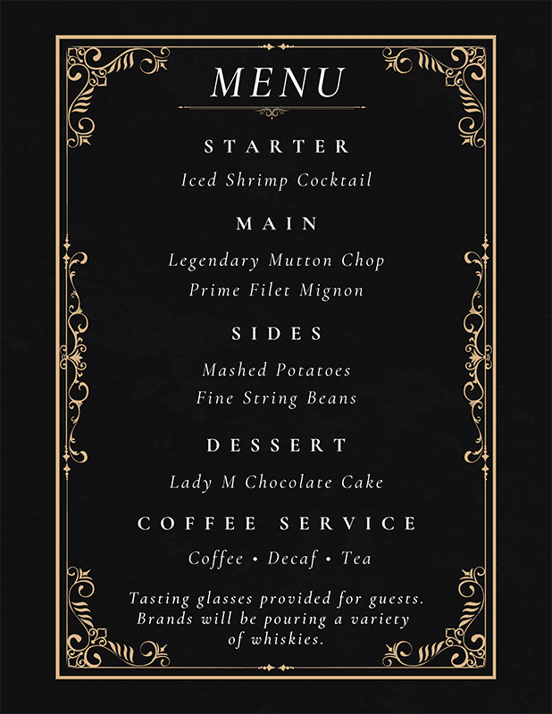 The WOLF Nov 2025 event menu