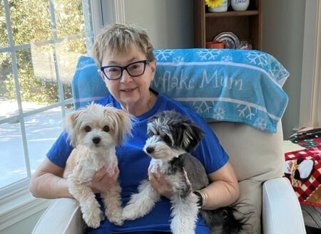 Carolyn with her dogs
